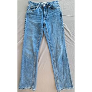Stradivarius Jeans Highrise Straight Women Sz 38 Medium Wash Blue